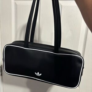 adidas Black Shoulder Bag with White Trim and Trefoil